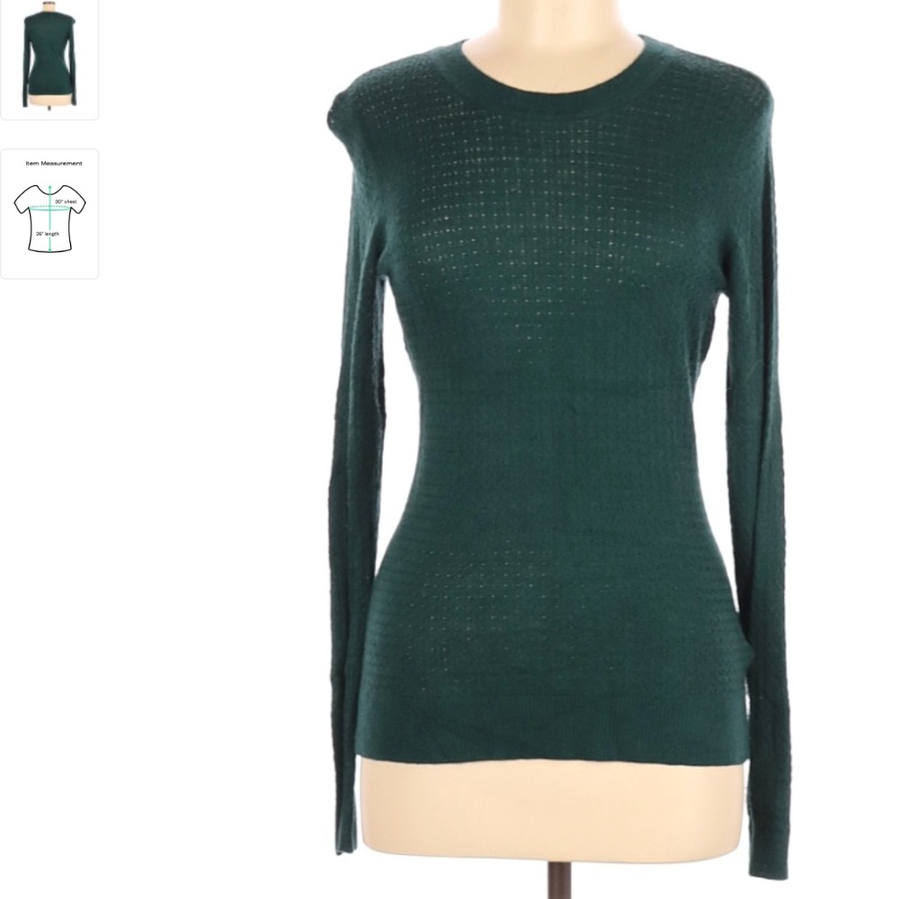 H&M Green lightweight pullover pointelle sweater